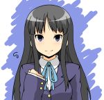  1girl akiyama_mio black_hair eichikei k-on! long_hair nervous school_uniform solo uniform 