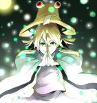  blonde_hair colored green_eyes iro_marimo moriya_suwako pun2 smile solo touhou 