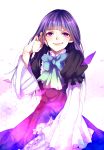  bad_id bow dress frederica_bernkastel hexagon highres long_hair petals purple_eyes purple_hair ribbon smirk umineko_no_naku_koro_ni violet_eyes 