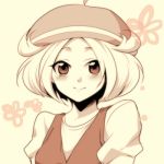  bel_(pokemon) blush face flower hat hirococo light_smile looking_at_viewer lowres monochrome pokemon pokemon_(game) pokemon_black_and_white pokemon_bw portrait sepia smile solo 