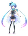  aoki_lapis blue_eyes blue_hair diamond gloves gradient_hair hair_ornament long_hair multicolored_hair navel non_(hey_you!) open_mouth ousaka_nozomi shorts simple_background solo thigh-highs thighhighs tourmaline twintails vertical-striped_legwear vertical_stripes very_long_hair vocaloid 