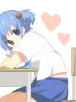  bad_id blue_eyes blue_hair chair desk hair_cubes hair_ornament heart naganohara_mio necktie nichijou school_uniform short_hair short_twintails sitting skirt solo transparent_background twintails 