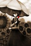  am24 breasts dress_shirt flower highres kazami_yuuka pale_color pale_colors parasol plaid shirt solo spot_color sunflower touhou umbrella youkai 