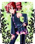  absurdres ahoge butterfly colored detached_sleeves drill_hair hand_on_hip highres hips kasane_teto masu_shu red_eyes red_hair redhead smile solo thigh-highs thighhighs twin_drills utau 