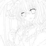 bad_id highres lineart looking_at_viewer monochrome nanase_nao remilia_scarlet solo touhou transparent_background 