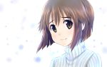  absurdres brown_eyes brown_hair close-up hagiwara_yukiho highres idolmaster ribbed_sweater short_hair smile solo sweater turtleneck yooguru 