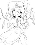  bad_id cosplay flandre_scarlet geogeo hat hong_meiling hong_meiling_(cosplay) lineart open_mouth side_ponytail solo star the_embodiment_of_scarlet_devil touhou wings wink 