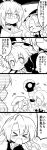  &gt;_&lt; +++ 1boy 2girls 4koma :d ^_^ absurdres blush book choker closed_eyes comic commentary futa4192 glasses hair_bobbles hair_ornament hat highres holding holding_book kawashiro_nitori kirisame_marisa long_hair monochrome morichika_rinnosuke multiple_girls open_mouth revision smile tears touhou translated two_side_up witch_hat xd 