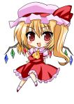  bad_id blonde_hair blush_stickers chibi flandre_scarlet hand_on_hip hat hips red_eyes side_ponytail touhou wings 