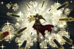  armor blonde_hair earrings fate/zero fate_(series) gate_of_babylon gilgamesh jewelry male outstretched_arm outstretched_hand red_eyes retasutaro short_hair solo 