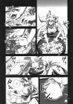  breasts comic cooking highres monochrome tail touhou translation_request yakumo_ran 