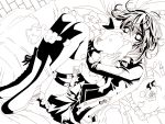  cross_yuki highres lineart monochrome on_back solo stuffed_animal stuffed_toy vampire_knight 