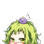  ^q^ bad_id bespectacled close-up face glasses green_eyes green_hair gumi looking_at_viewer ohagi_(ymnky) short_hair simple_background stare vocaloid 
