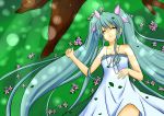 colored flower hatsune_miku highres long_hair myui_sizune on_back sleeping solo twintails very_long_hair vocaloid 