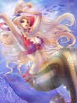  1girl breasts cleavage fish giantess hips jewelry large_breasts lips long_hair mad-y mermaid midriff monster_girl one_piece pink_hair shirahoshi underwater 