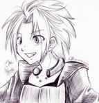  2003 artist_request bust hero_(rpg_world) jewelry lowres male monochrome necklace rpg_world signature smile solo 