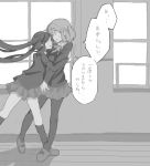 comic drawr glomp hirasawa_yui hug k-on! kousuke102 kuzu_kow monochrome multiple_girls nakano_azusa pantyhose translated translation_request 