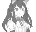  animal_ears apron bare_shoulders bow bust cat_ears collar food food_on_face k-on! kuzu_kow licking licking_lips long_hair nakano_azusa smile solo twintails 