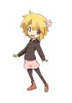 alternate_costume blonde_hair casual chibi fang inu_wi miniskirt pantyhose rumia simple_background skirt solo the_embodiment_of_scarlet_devil touhou white_background youkai 