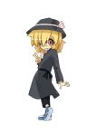  alternate_costume blonde_hair casual chibi coat hat inu_wi rumia simple_background solo the_embodiment_of_scarlet_devil touhou v white_background youkai 