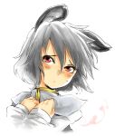  1girl animal_ears blush bust capelet face grey_hair hands_on_own_chest harusame_(unmei_no_ikasumi) mouse_ears nazrin red_eyes short_hair solo sweatdrop touhou 