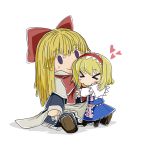  &gt;_&lt; :&gt; alice_margatroid blonde_hair blue_eyes blush bow byourou capelet chibi doll doll_hug hair_bow hairband hug long_hair minigirl shanghai shanghai_doll short_hair smile solo touhou 