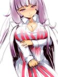  breast_hold breasts bust cleavage hyudora large_breasts long_hair looking_at_viewer patchouli_knowledge purple_eyes purple_hair rough solo touhou very_long_hair violet_eyes 