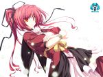  glaring highres long_hair magus_tale ponytail red_eyes red_hair redhead ribbon seera_finis_victoria solo 
