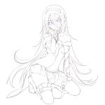  chain chains collar hairband highres lily_(vocaloid) lineart long_hair monochrome skirt smile solo very_long_hair vocaloid yuuki_kira 