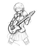  closed_eyes deaf electric_guitar eyes_closed glasses guitar hakamichi_shizune instrument katawa_shoujo konflikti school_uniform short_hair sketch skirt solo thigh-highs thighhighs zettai_ryouiki 