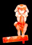  animal_ears black_background blood bunny_ears empty_eyes head_rest inaba_tewi littletwinghost looking_at_viewer lookingat_viewer puffy_sleeves short_hair simple_background solo tail touhou 