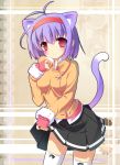  animal_ears blush breasts cat_ears cat_tail copyright_request extra_ears hairband highres masaki_(machisora) purple_hair red_eyes short_hair skirt skirt_lift solo tail thigh-highs thighhighs 