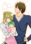  age_difference baby baby_be&#039;el baby_be'el beelzebub_(manga) blonde_hair blush breasts couple green_hair hair_over_one_eye height_difference hilda_(beelzebub) miya_taira oga_tatsumi school_uniform 