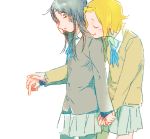  akiyama_mio blush hand_holding holding_hands k-on! multiple_girls pantyhose school_uniform tainaka_ritsu tamagogogo uniform 