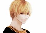  1boy blonde_hair fate/zero fate_(series) gilgamesh jewelry male necklace red_eyes short_hair simple_background smile torimame white_background 