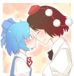  blush cirno closed_eyes eyes_closed face forehead-to-forehead forehead_to_forehead friends multiple_girls shameimaru_aya smile touhou uyu_(keyakinoki) yuri 