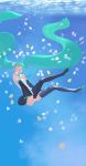  aqua_eyes aqua_hair flower hair_flower hair_ornament hatsune_miku long_hair skirt solo thigh-highs thighhighs toro twintails underwater very_long_hair vocaloid zettai_ryouiki 