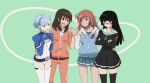  17natsuki17 belt black_hair blue_hair bodysuit brown_hair chiaki_kurihara creator_connection crossover female fin_ay_ludo_sui_lavinty fin_e_ld_si_laffinty flower glasses hair_ornament hairclip highres hime_cut hoodie katou_marika kyouno_madoka leotard long_hair miniskirt_pirates multiple_girls open_mouth paw_pose purple_eyes rinne_no_lagrange school_uniform season_connection skirt sleeves_rolled_up thigh-highs thighhighs track_suit violet_eyes 