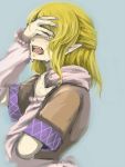  arm_warmers blonde_hair bust covering covering_eyes covering_face crying face fangs ginji_(sakaki_summer) mizuhashi_parsee pointy_ears sad scarf short_hair solo tears touhou 