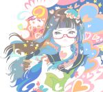  1girl :&lt; black_hair chiaki_kurihara female glasses hime_cut kazaana kurihara_chiaki long_hair miniskirt_pirates portrait solo 