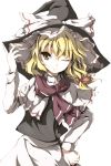  awa_yume blonde_hair bow hat kirisame_marisa perfect_cherry_blossom scarf smile solo touhou wink witch witch_hat yellow_eyes 