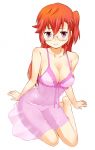  bad_id bare_shoulders blue_eyes blush bra breasts chemise glasses large_breasts lingerie long_hair nagian negligee panties red_hair redhead see-through sitting smile solo takatsuki_ichika underwear wariza yokozuwari 