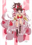  blush boots bow classictime detached_sleeves hair_bow hakurei_reimu highres japanese_clothes miko solo touhou 