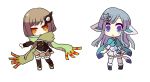  animal_ears bangs black_legwear blue_eyes blue_hair blunt_bangs blush boots brown_hair chibi eyelashes frilled_skirt glaceon grin hair_ornament hairpin long_hair necktie ngayope open_mouth orange_eyes outstretched_arm outstretched_hand plaid pleated_skirt pokemon scarf shawl shoes sigilyph skirt smile sneakers snowflakes thigh-highs thighhighs white_legwear 