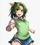  green_eyes green_hair jonasan midorikawa_nao necktie open_mouth pleated_skirt precure school_uniform simple_background skirt sleeves_rolled_up smile_precure! solo white_background 