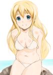  bikini blonde_hair blue_eyes face k-on! kotobuki_tsumugi long_hair plump shu-z solo swimsuit 