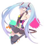  agi_(mariko772) bad_id blue_hair hatsune_miku long_hair necktie open_mouth paint_splatter purple_eyes skirt solo tell_your_world_(vocaloid) thigh-highs thighhighs twintails very_long_hair violet_eyes vocaloid 
