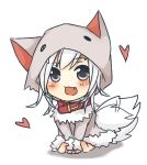  blush collar fang minecraft open_mouth personification simple_background solo tail tail_wagging tosura-ayato white_background white_hair wolf wolf_(minecraft) wolf_tail 