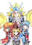  blue_eyes brown_hair cape chain chains corhydrae fudou_yuusei gekijouban_yuu-gi-ou:_chou-yuugou_toki_wo_koeta_kizuna heterochromia jacket mask multicolored_hair multiple_boys paradox_(yuu-gi-ou) spiked_hair spiky_hair yami_yuugi yu-gi-oh! yuu-gi-ou yuu-gi-ou_5d's yuu-gi-ou_duel_monsters yuu-gi-ou_gx yuuki_juudai 