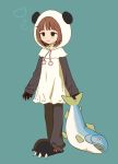  1girl amami_haruka blush brown_hair costume doll fish gloves green_eyes hiboshi_daizu hood idolmaster sleepy solo 